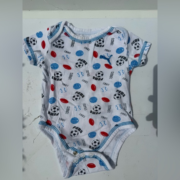 Puma Kids Sports Bodysuit - White, Blue, Red - Picture 1 of 4